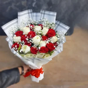 Red & White Rose Bouquet