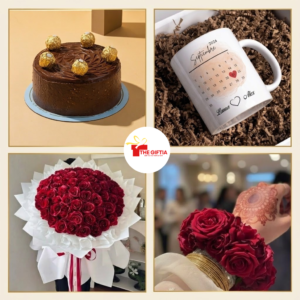 Luxury Gift Combo Pakistan: Cake, Mug & Red Roses