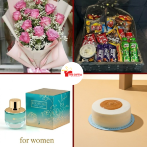 Premium Gifts Combo Pakistan - Bouquet, Basket, Perfume & Cake