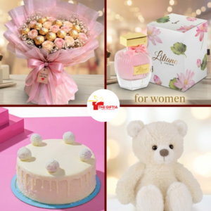 Luxury Gift Combo Pakistan - Flowers, Perfume, Cake & Teddy