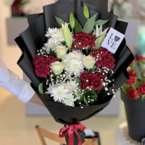 Premium Lily & Chrysanthemum Bouquet with LOVE Card