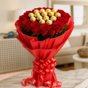 Luxury Red Roses Ferrero Rocher Bouquet